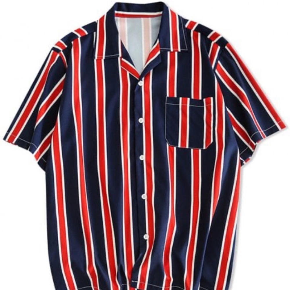 Stripes Print Button Up Casual Shirt